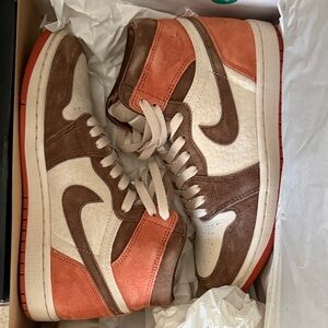 Nike Air Jordan 1 Mid — Brown, Cream & Orange
